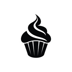 Cupcake silhouette logo clean bold vector cupcake art illustration