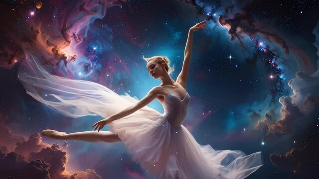 Celestial Ballerina: A Graceful Dance Amidst the Cosmos and Heavenly Realms