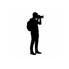 Silhouette of a photographer taking a picture, vector illustration of a man with a, ai generated