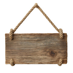 Fototapeta premium Rustic wooden signboard hanging by rope with copy space