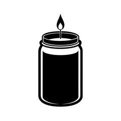 Candle in Jar Silhouette Vector Illustration