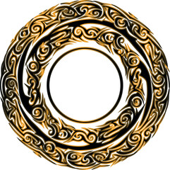 Intricate Circular Ornament with Abstract Designs - Digital Art Asset 