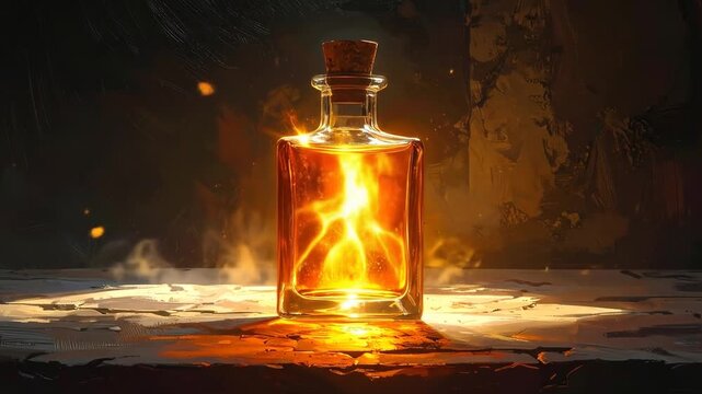 Captivating Illustration of a Mystical Elixir Contained Within a Glass Bottle