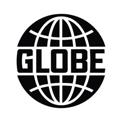 Globe silhouette logo clean bold vector solid black art illustration