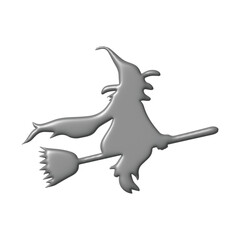 A Grey Witch Flying on a Broomstick A Halloween Icon for Spooky Designs and Celebrations
