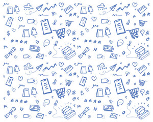 doodle digital shipping and marketing sketch illustration background.eps