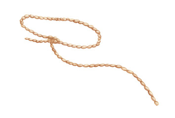 Watercolor cowboy lasso hand drawn isolated illustration. Long rope with loop. Wild west element. Horse driver tool clipart © Elena