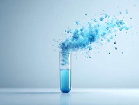Crystal-clear image of vortex mixer blending blue biochemical solution in test tube