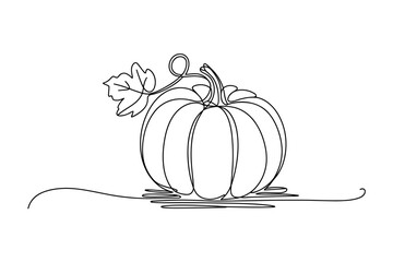 Pumpkin Minimal One Line Art Autumn Harvest Illustration