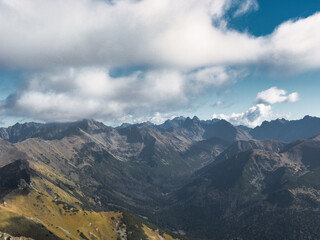 panorama of the mountains with clouds in the sky