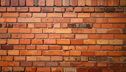 Fototapeta premium A close-up view of a brick wall, showing variations in brick color and texture