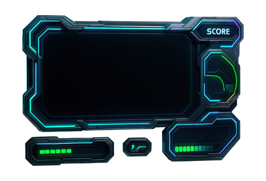 Futuristic gaming HUD overlay with modern shapes for live streaming display.