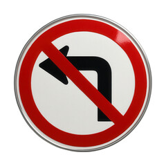 No left turn sign on a round board.