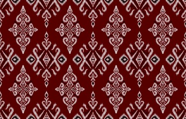 Red Black and White Tribal Ikat Seamless Geometric Pattern 