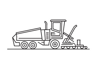 Road paver truck line art vector