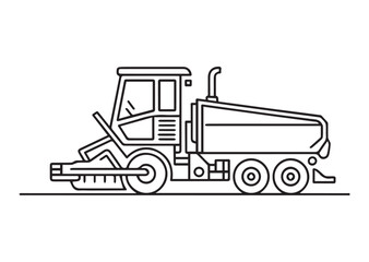 Road paver truck line art vector