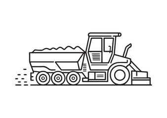 Road paver truck line art vector