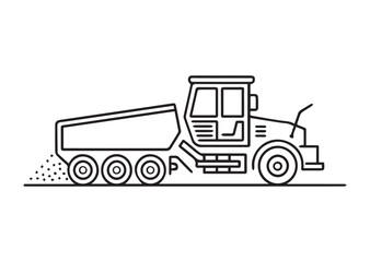 Road paver truck line art vector
