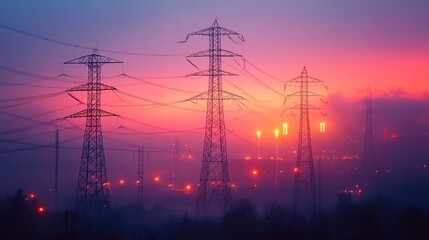 Energy sector performance insights contrasting with global market trends in a vibrant twilight setting