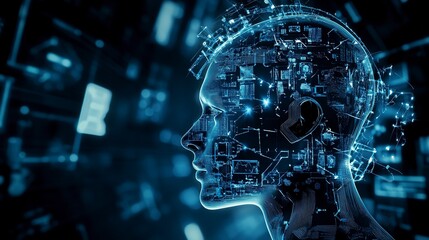 Engineer evaluates AI algorithms on machine learning platform in a digital environment