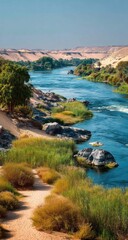 Serene riverbanks, sandy shores, and lush vegetation