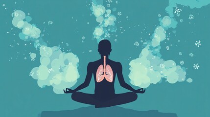 Person practicing pulmonary rehab yoga in a serene setting to enhance respiratory health and mindfulness