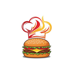 Burger with chef hat logo design