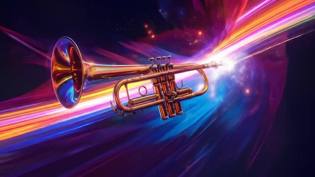 Animated Trumpet in a Nebula: A Symphony of Light and Sound