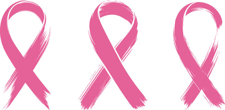 -Pink breast cancer awareness ribbon, brush stroke style, hope and support symbol, health campaign, October awareness, vector illustration, isolated background