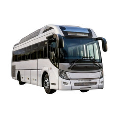  Matte white city bus isolated on white and transparent background