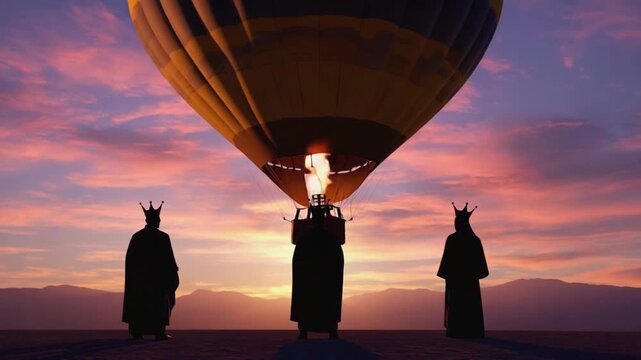 Three Wise Men in a hot air balloon.