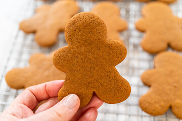 Preparing and Baking Classic Gingerbread Cookies in Gingerbread Man Shapes
