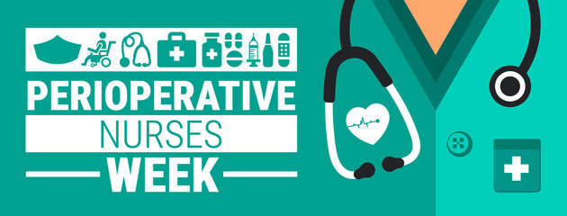 Perioperative Nurses Week background, banner, card or poster design template is observed every year during November, to raise awareness about the mission. Vector illustration.