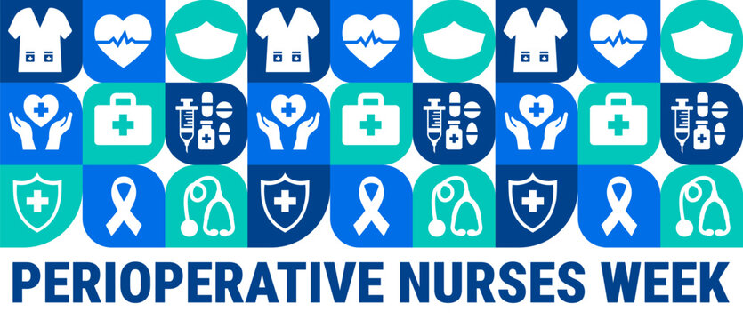 Perioperative Nurses Week Geometric shape pattern background, banner, card or poster design template is observed every year during November, to raise awareness about the mission. Vector illustration. - Powered by Adobe