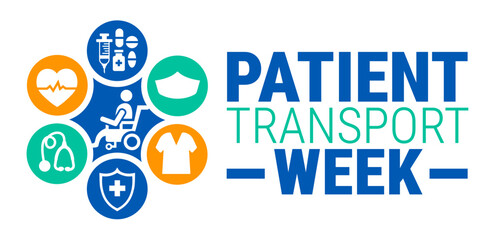 patient transport week background, banner, card or poster design template is observed every year during November, to raise awareness about the mission. Vector illustration.