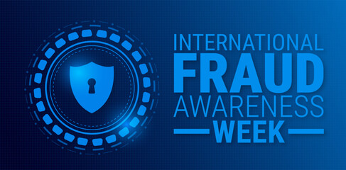 International Fraud Awareness Week background, banner, card or poster design template is observed every year during November, to raise awareness about the mission. Vector illustration.