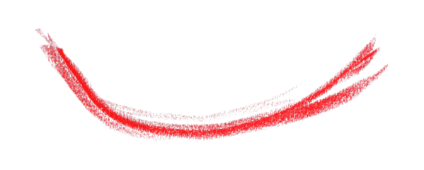 Hand drawn red pencil lines, circles, stripes and squiggly lines on transparent background.