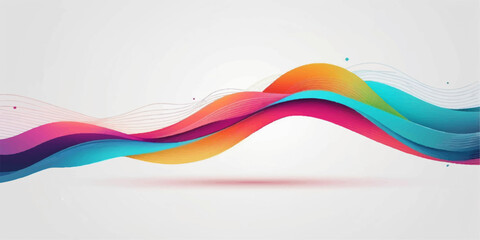 Abstract wave rainbow art with flowing colorful lines and curved shapes