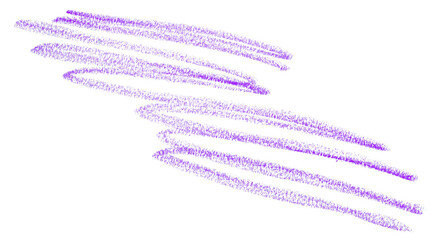 Hand drawn purple pencil lines, circles, stripes and squiggly lines on transparent background.