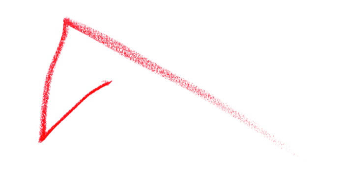 Hand drawn red pencil lines, circles, stripes and squiggly lines on transparent background.