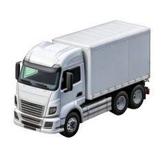 white modern truck isometric view isolated on a white background.