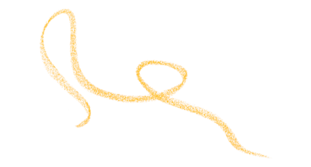 Hand drawn yellow pencil lines, circles, stripes and squiggly lines on a transparent background.