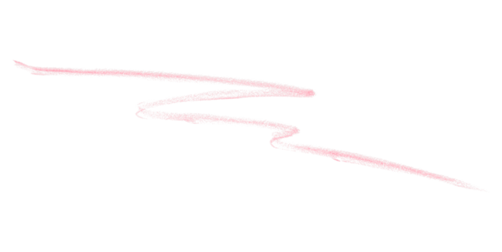 Hand drawn pink pencil lines, circles, stripes and squiggly lines on transparent background.