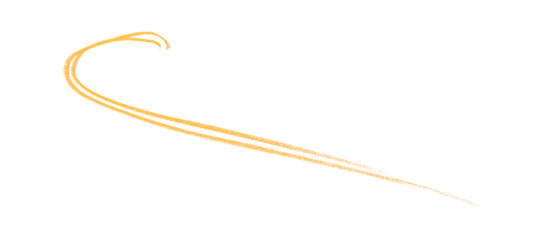 Hand drawn yellow pencil lines, circles, stripes and squiggly lines on a transparent background.