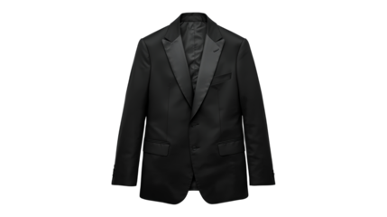 Vector illustration of a black tuxedo jacket with satin lapels, isolated on transparent background
