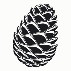 Black Colour pinecone Vector Illustration, Solid White Background (3).eps