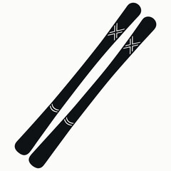 Black Colour ski Vector Illustration, Solid White Background (1).eps