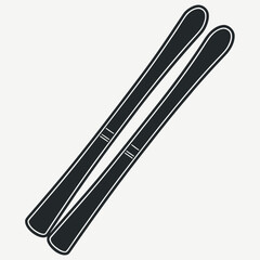 Black Colour ski Vector Illustration, Solid White Background (2).eps