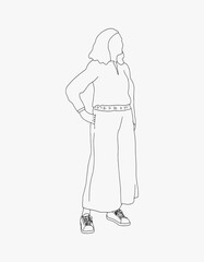 Woman outfit monoline minimalist hand drawing illustration 