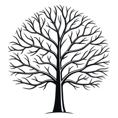 Obraz premium Black Colour snowy tree Vector Illustration, Solid White Background (2).eps
